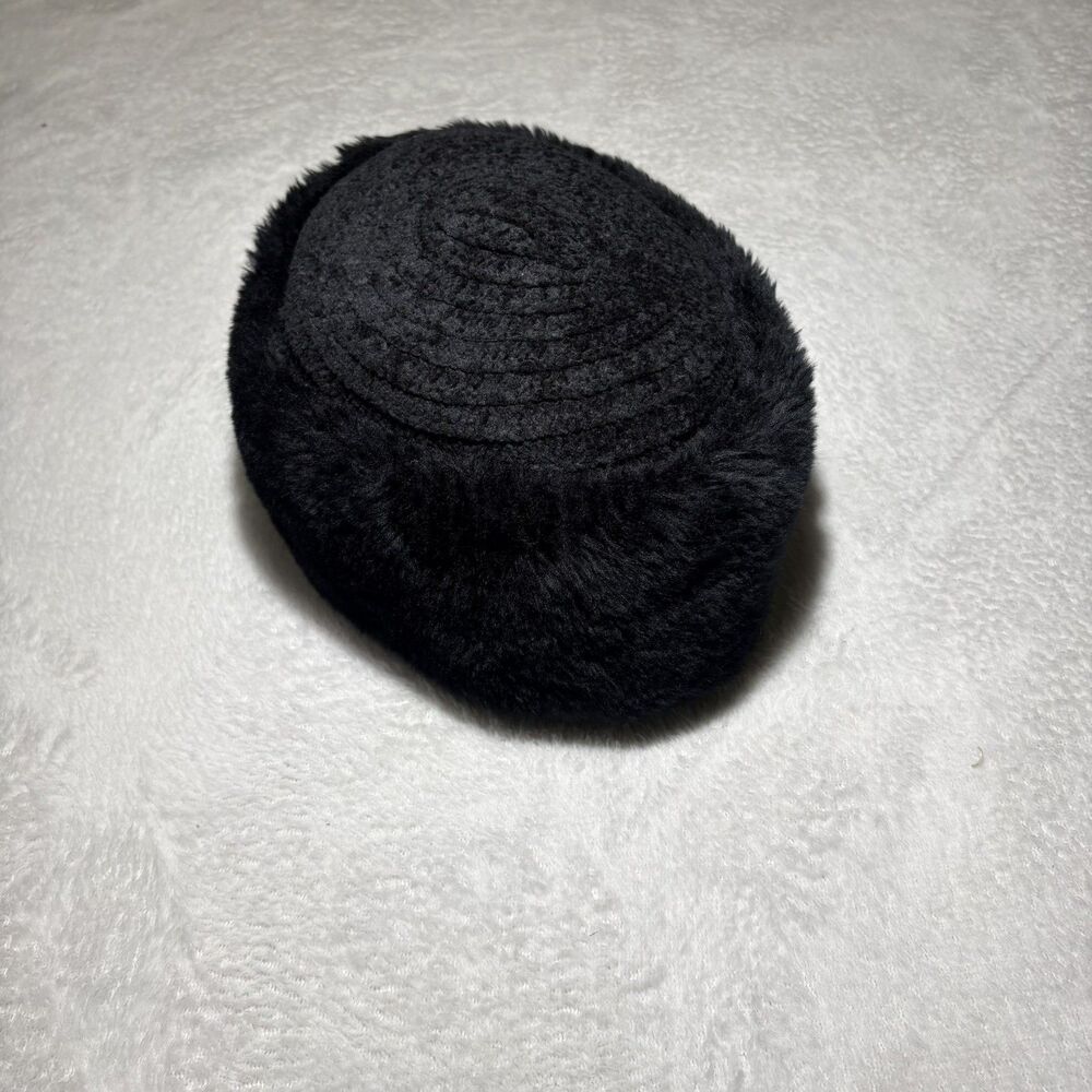 Betmar New York Black Faux Fur Cossack Hat Pillbox Kubanka Winter Cap